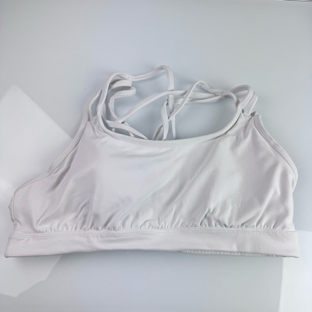 Athleta Bra Bralette Fully Focused Solid White Pull On Racerback Padded Workout